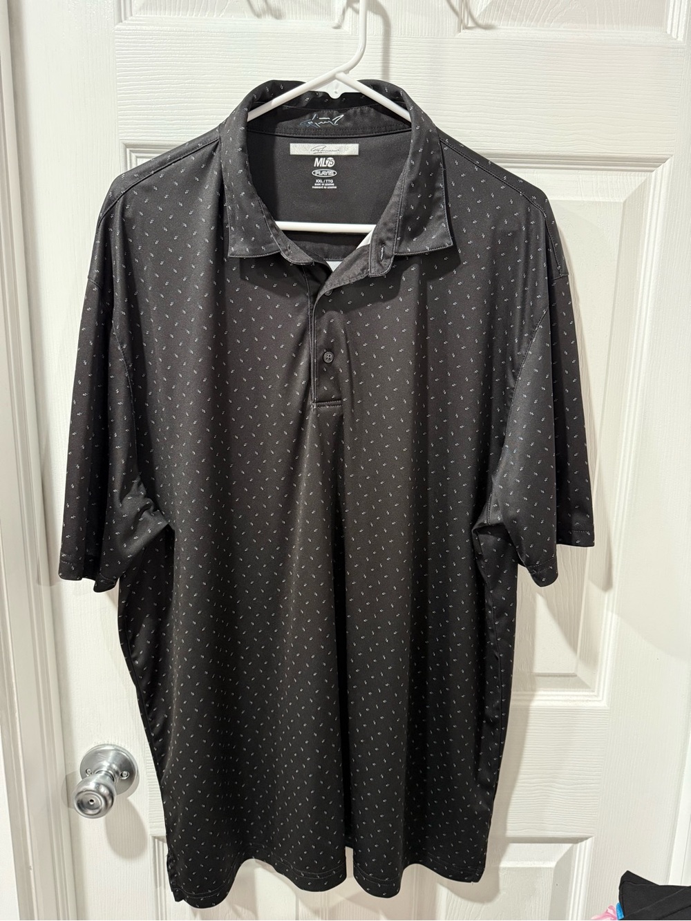 Greg Norman Men’s Black Micro-Print golf polo Shirt